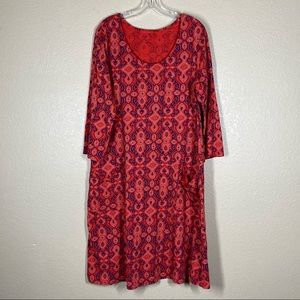 Fresh Produce Red Distressed Dress With Pockets